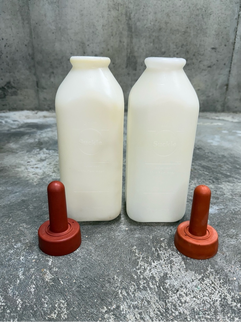 Vintage Carnation Suckle Calf Nursing Bottles Lot of 2 Farm Dairy